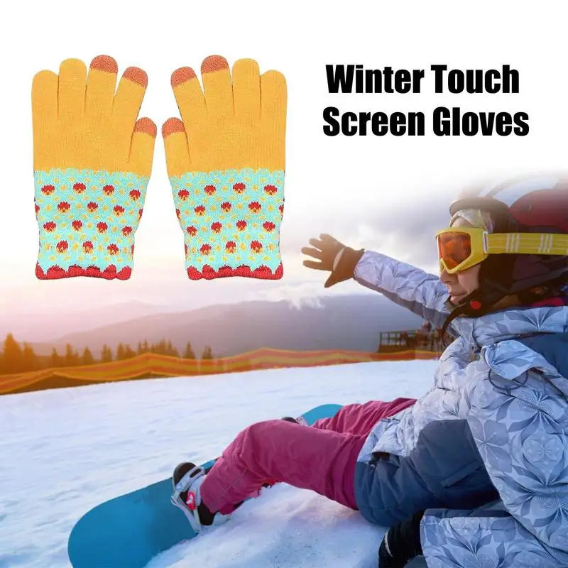 Winter Knit Touchscreen Gloves Warm Touchscreen Texting Knit Gloves Stretch Knitted Touchscreen Mittens For Indoor Outdoor