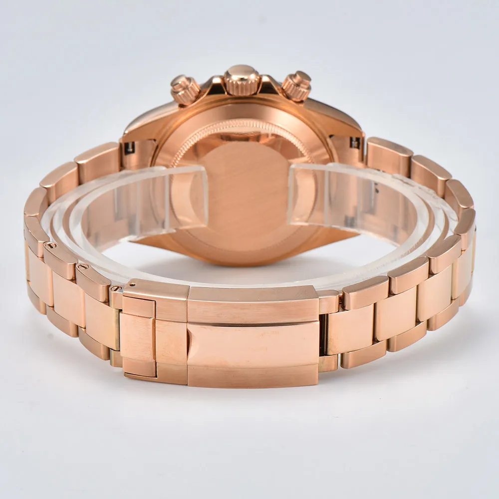 ساعات VK63 ارتفع الذهب الأحجار الكريمة 39.3 مللي متر ساعة فاخرة للرجال كرونوغراف ساعة رجالي vk63 حافظة VK63 كرونوغراف رجالي مقاوم للماء 10ATM