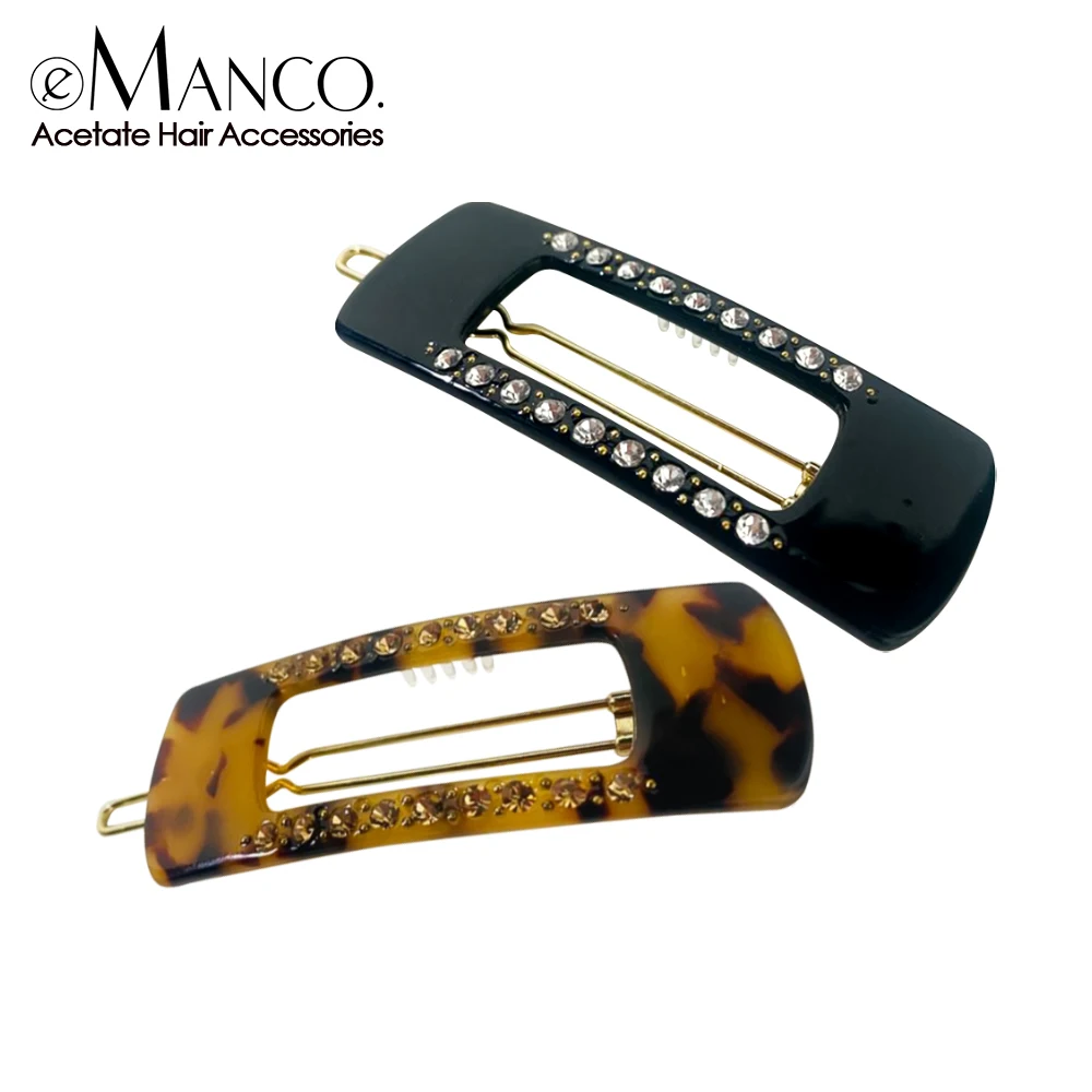 eManco Vintage Cutout Hair Clips Sparkling Diamond Design Cute Compact and Charming Women's Acetate Hair Accessories