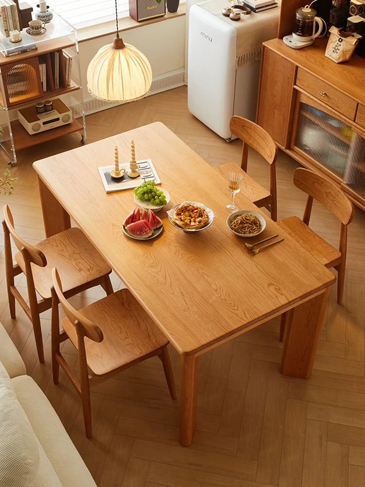 Meja makan kayu Jepang meja makan desain minimalis Modern meja makan ruang tamu furnitur rumah kantor Mesa Comedor LLDT