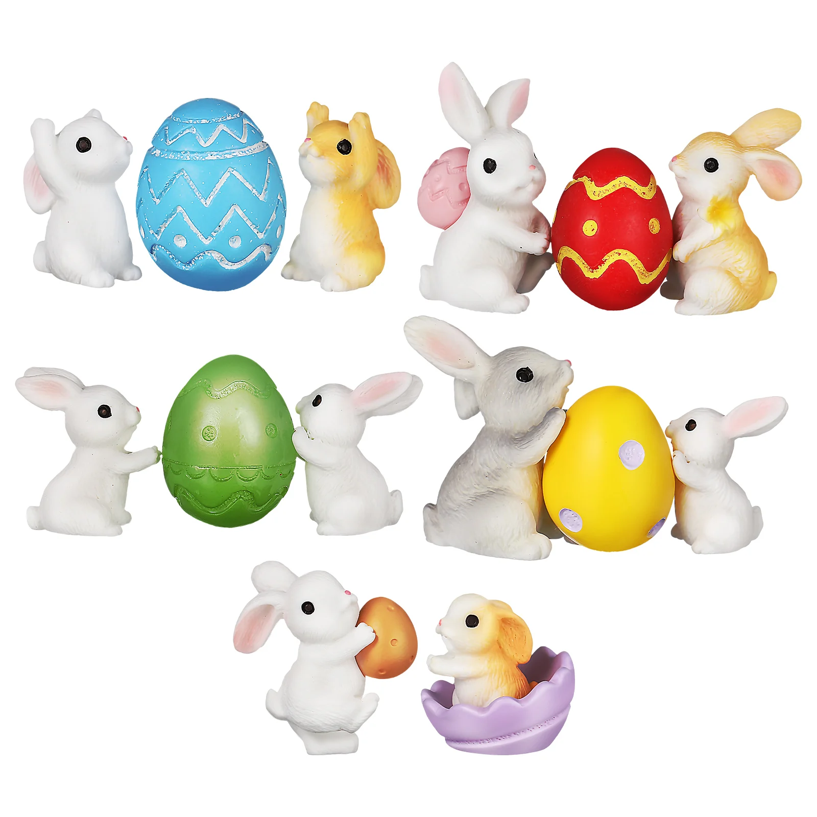 

1Set Easter Mini Resin Bunny Ornaments Tiny Animal Decorations Small Miniature Rabbits for Holiday Table Decor