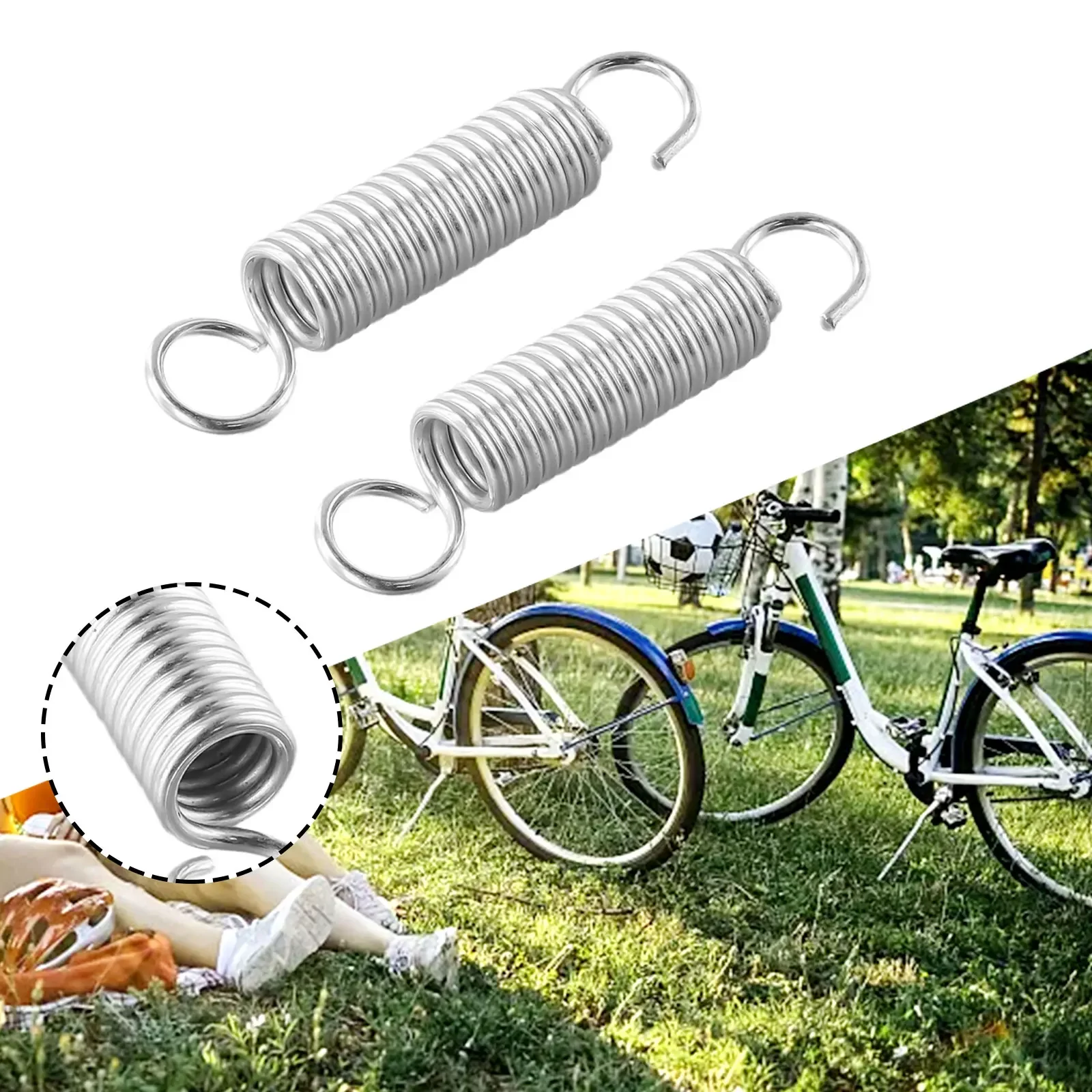 Side Stand Spring Bike Tensile Spring Strong Tension Support Tripod 2PCS 304 Stainless Steel 70MM Dual Hook Expansion Extension