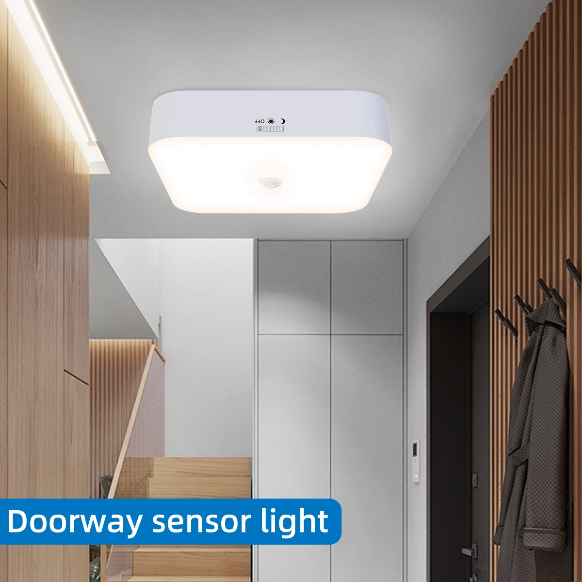 LED Ceiling Lights Motion Sensor Portable installation Rechargeable Square Night Light For Living Room Bedroom Corridor Lighting