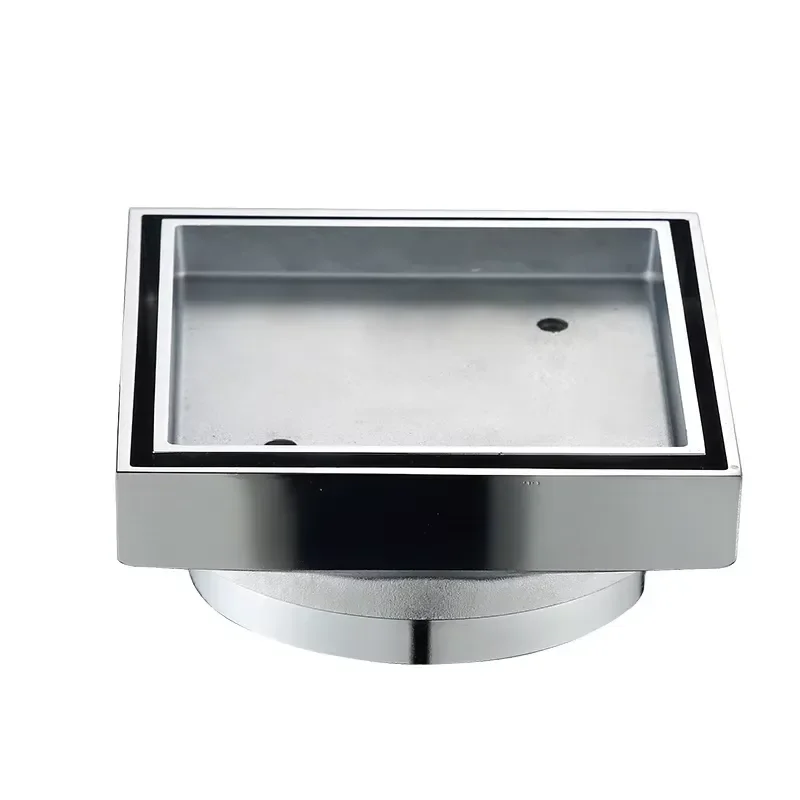 Brushed Stainless Steel Square Shower Drain with Tile Insert Invisible Grate Cover Bathroom Floor Waste Filter Anti Odor