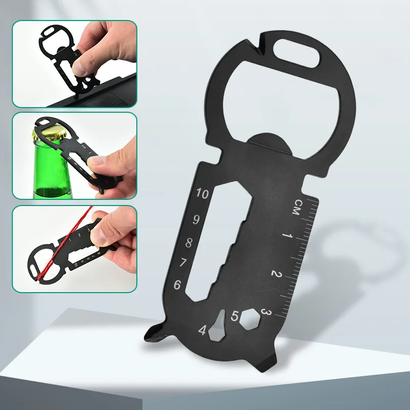SS Multifunction Mini EDC Tools Card Beer Openers Knife Key Chain Ruler Screwdriver Wrench Cross Batch for M2-M6 Portable Outdoo