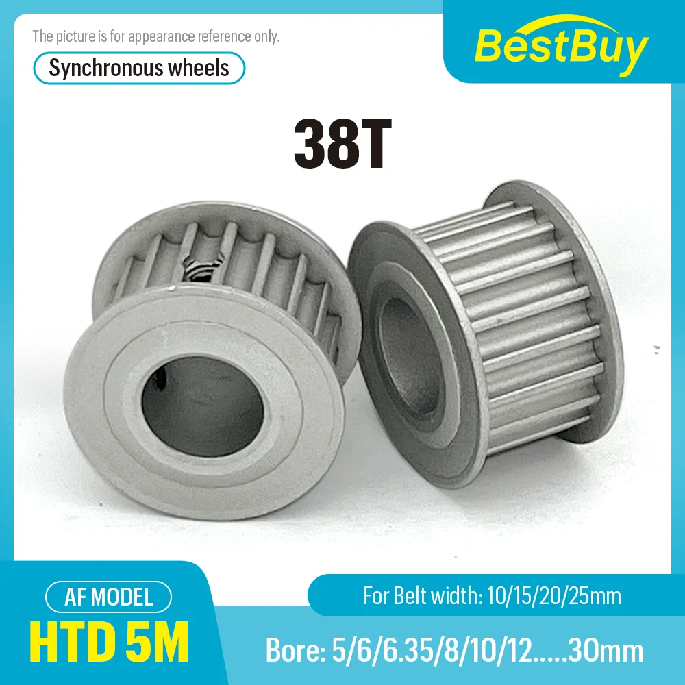 

38Teeth HTD 5M AF Type Timing Pulley Pitch 5mm Bore 5-30mm for 10/15/20/25mm Width Belt Used In Linear Pulley 5GT