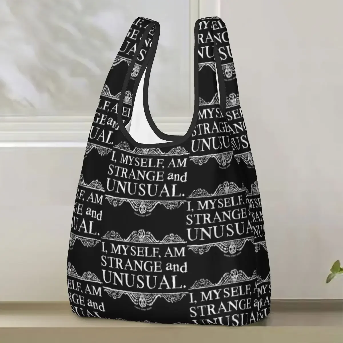 I, Myself, Am Strange And Unusual. Shopping Bag Portable Tote Bags Foldable Shoulder Shopper Bag Groceries Handbag