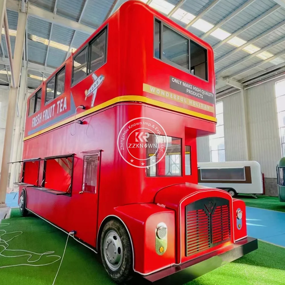 Duplo Piso Commercial Catering Trailer, Street Restaurant 2-Story Mobile Food Caravan para Venda, 2024