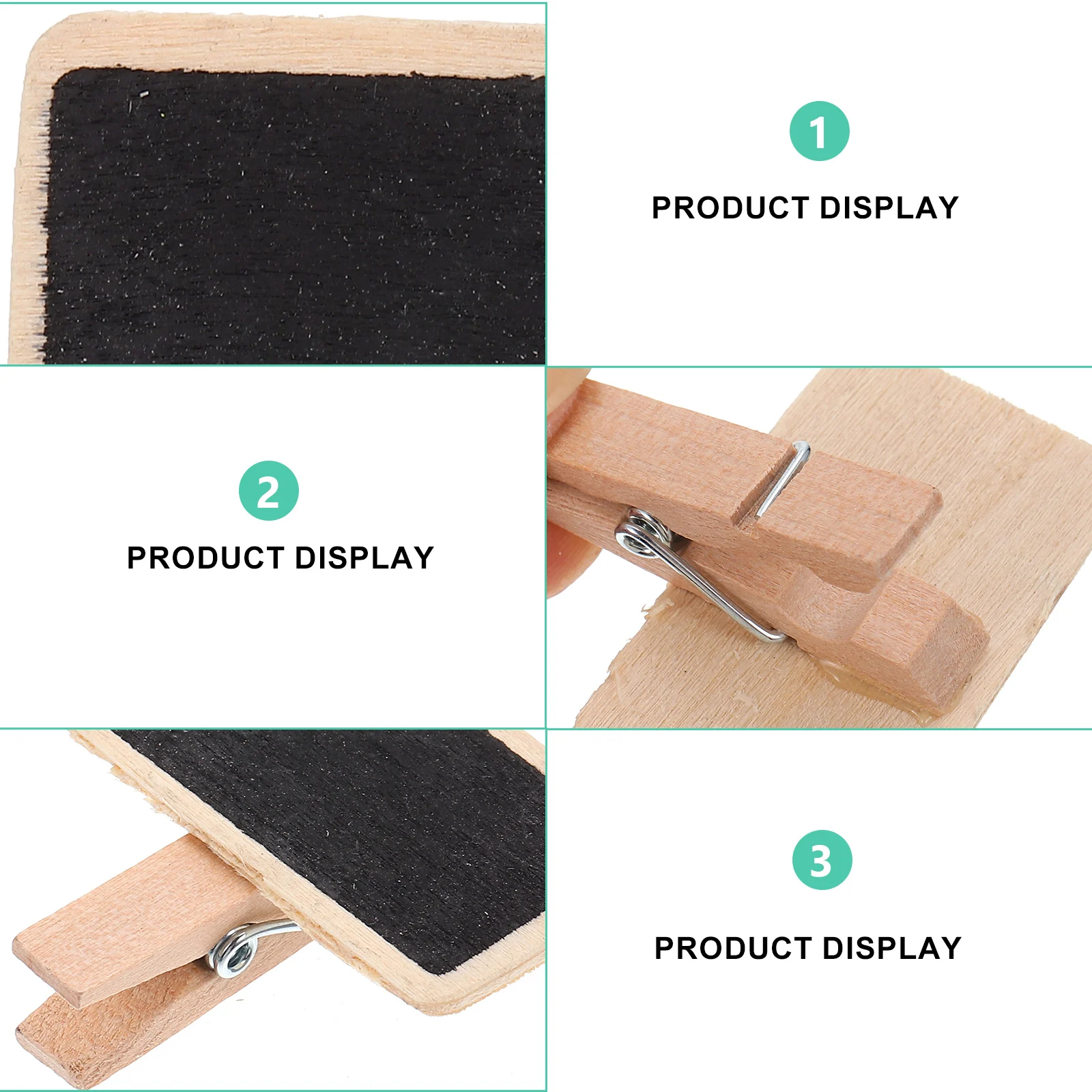 

50 Pcs Rectangle Small Blackboard Clip Hanging Chalkboard Wood Mini Clips
