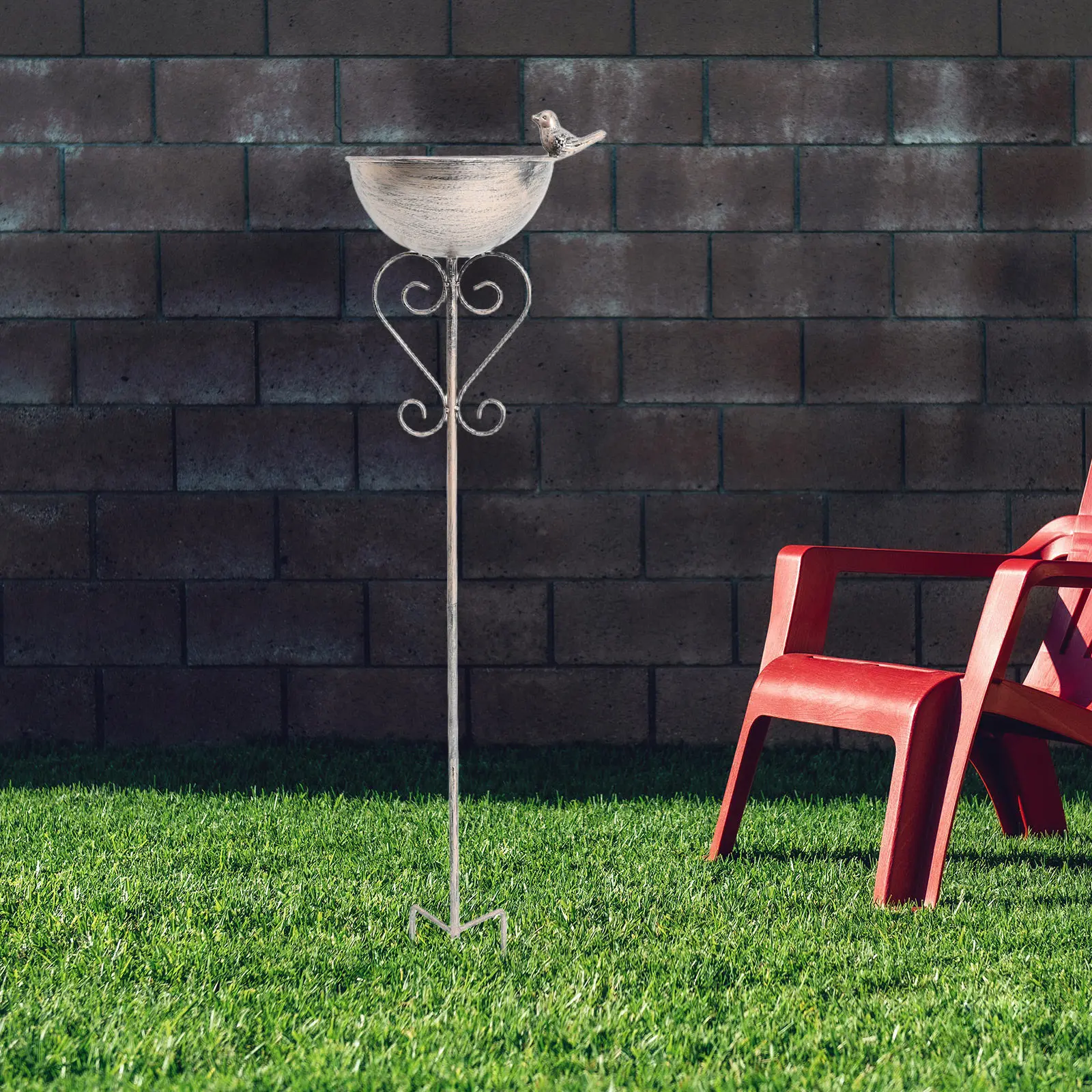 

Freestanding Iron Birdbath Vintage Design Outdoor Bird Feeder Bird Feeding Tray Garden Decor Birdbath Water Bowl Replacement