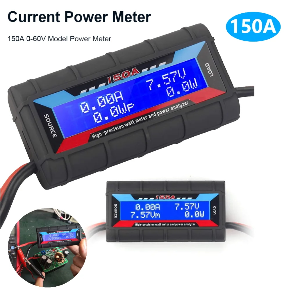 150A High Precision RC Watt Meter 0-60V Multifunctional Power Analyzer Backlight LCD Digital Wattmeter Watt Detector Monitor