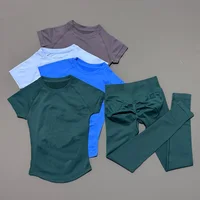 2 Piece Women Solid Color Set Summer Casual Short Sleeve T-Shirt High Waist Long Pants Soft Breathable Tracksuit Daily Outfit - Image 3