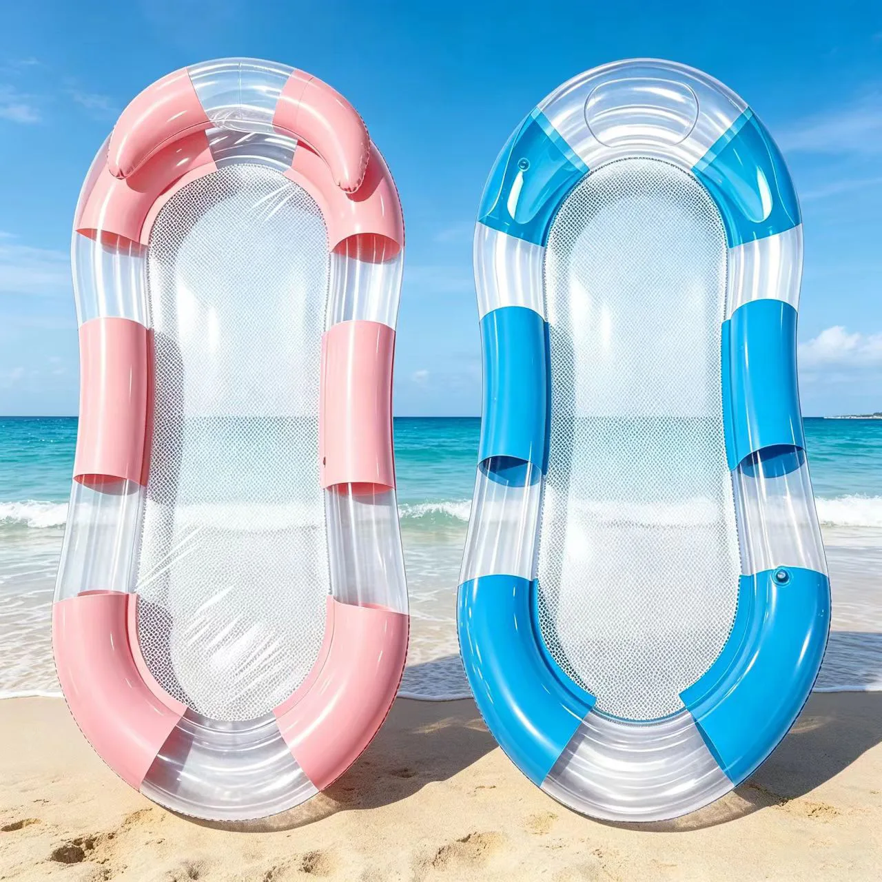 Inflatable Bed for Adults, Floating Water Mattress, Inflatable Floating Lounge Chair, Thick Swimming Pool Ring, Net Bed, Floatin