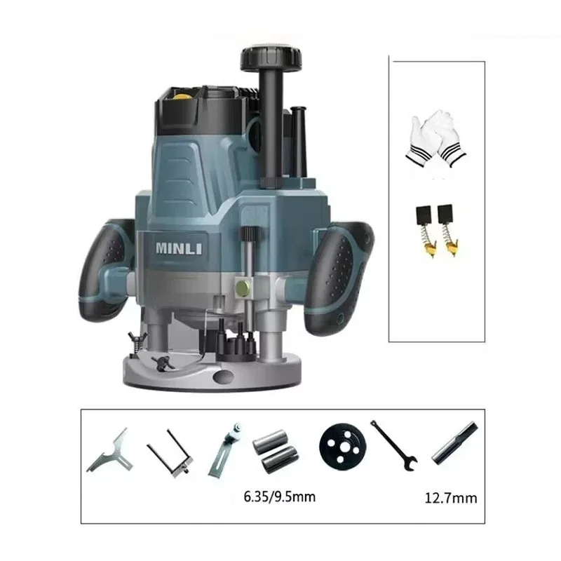 2200W Woodworking Engraving Machine Router Combo Kit Electric Woodworking Machine Electric Woodworking Manual Trimmer Tool