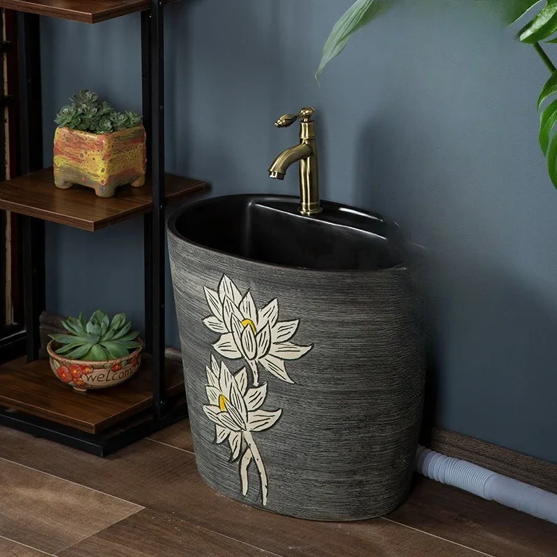 Retro ceramic mop pool, balcony mop pool, bathroom washing floor