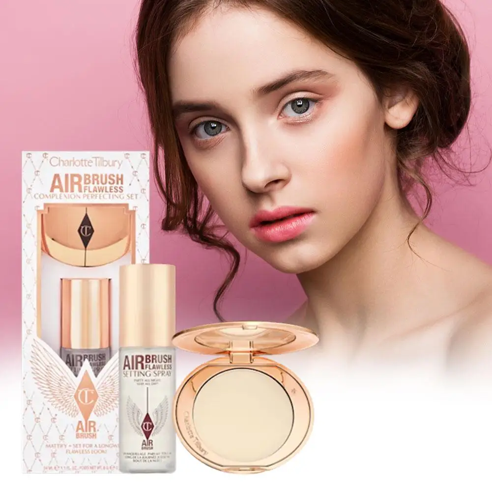 CT Setting Powder Spray Set Controls Oil Moisturize Keep Makeup Fresh Look Fit Creates Natural Lightweight Nude Look