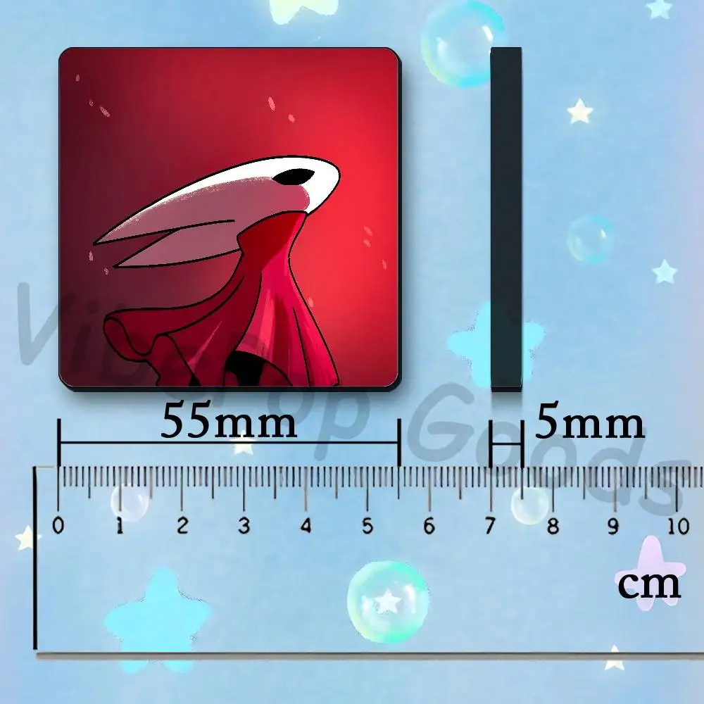 H-Hollow Knight S-Silksong Hornet 55x55mm Print Fridge Magnet Office Cabinet Decor Print Magnetic Square Pieces Lightweight
