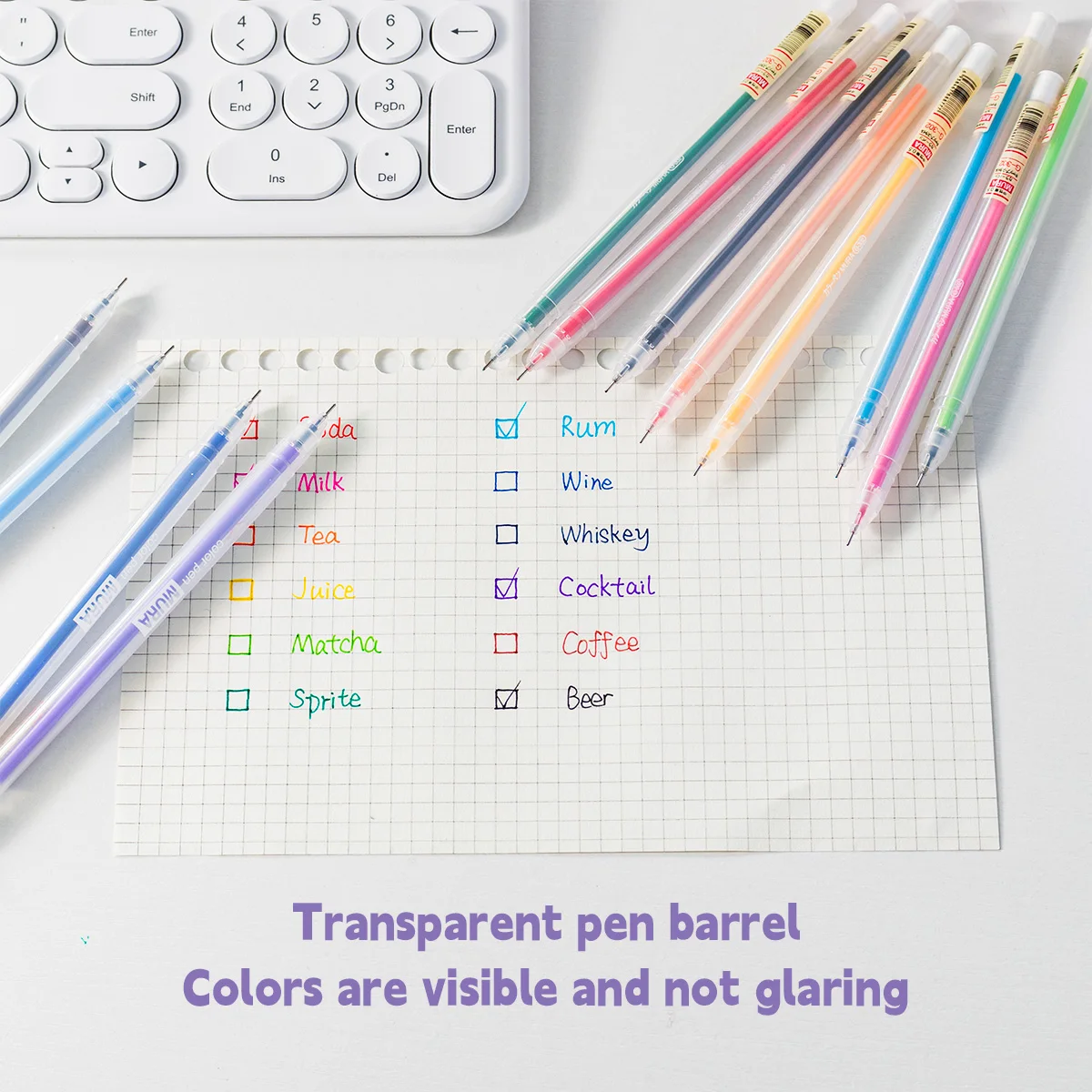 

12PCS Color Gel Pen Set for Kawaii Drawing Journaling Pens 0.5mm Ballpoint Pens School Office Art Supplies Korean Stationery
