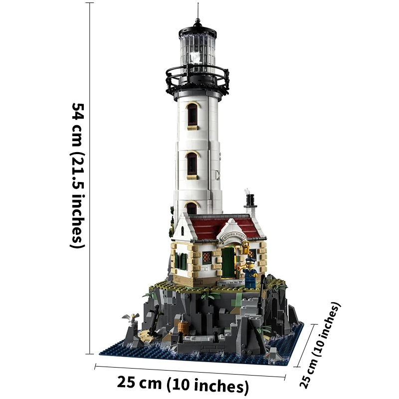 2056pieces Motorised Lighthouse Building Block Set Diy Tower Bricks Toy Adults And Kids Birthday Gifts Compatible With 21335