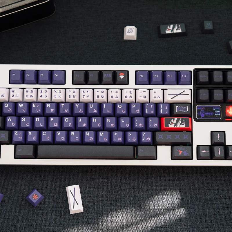 FBB Keycaps Japanese Anime Theme PBT Key Caps Purple For Mechanical Keyboard Keycap 60 75 80 96 100% Layout DIY PC Accessories