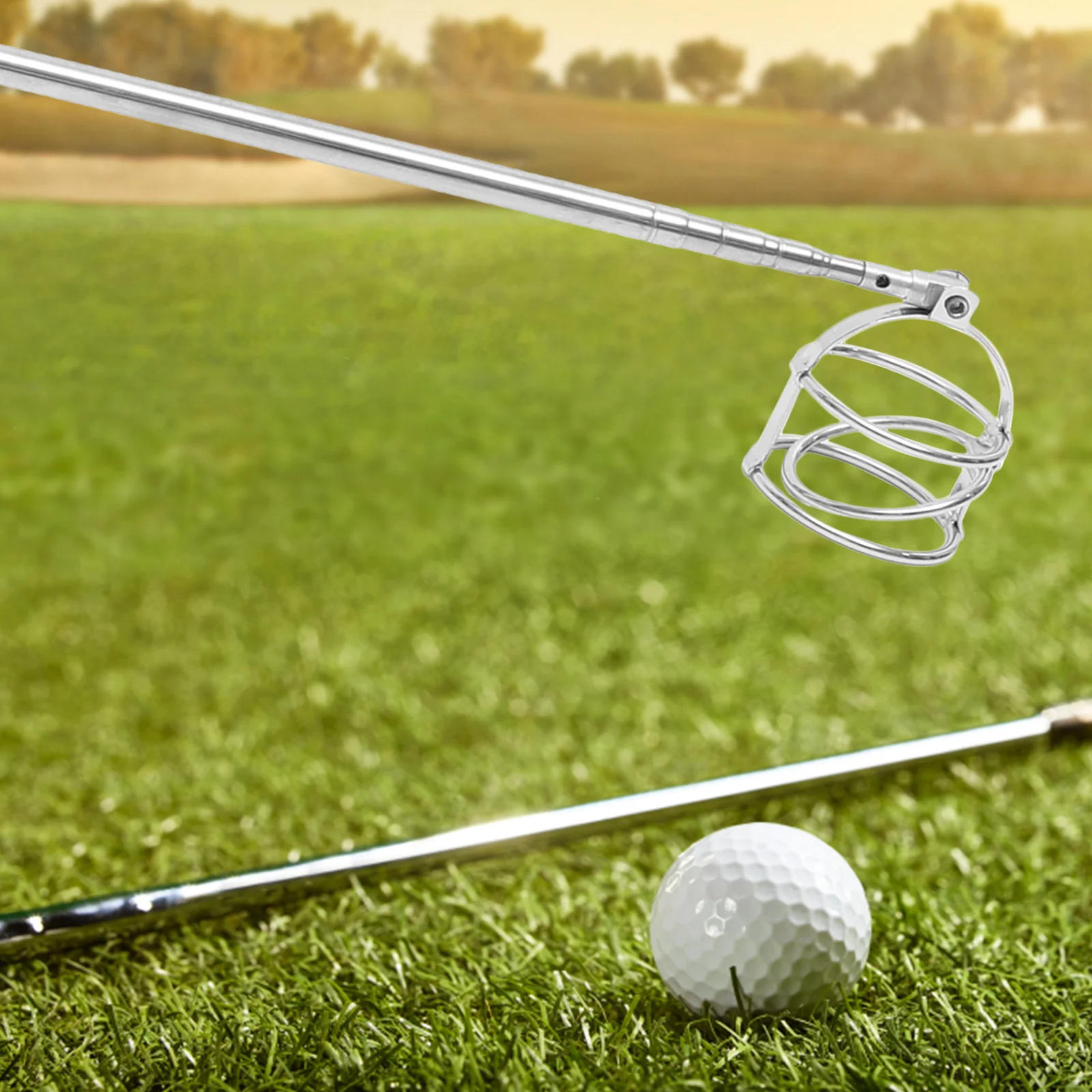 

Stainless Steel Golf Ball Picker Telescopic Grabber Lightweight Non Slip Silver Scoop Adjustable Length Grass Water