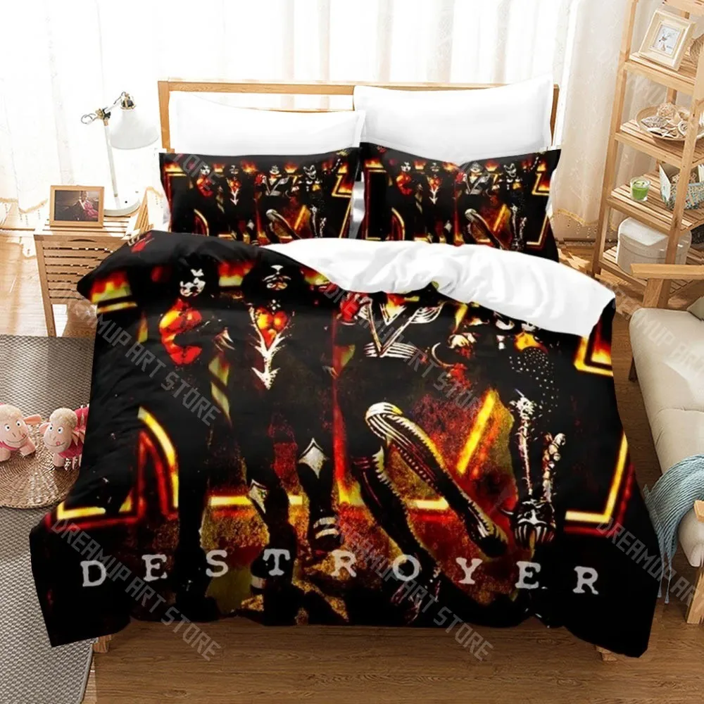3D Printed Kiss Band Rock Bedding Set for Boys Girls Duvet Cover And Pillowcase Twin Queen King Full Single Double Sizes