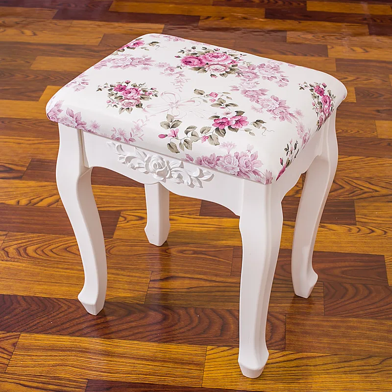 White Modern Makeup Stool European Style Girl Solid Wood Makeup Stool Bedroom Comfy Tabouret Chambre Living Room Furniture