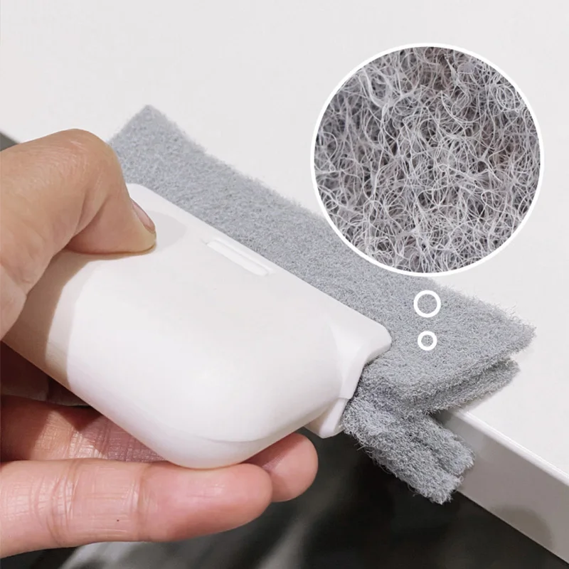 2-in-1 Slot Brush Scouring Cloth Window Groove Cleaner Tools Household Glass Hand-held Crevice Groove Brush Cleaning Tool Brush