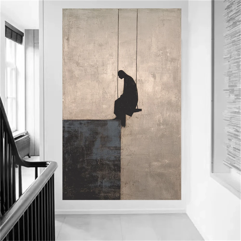 

Retro Texture Figure Decoration Painting, Minimalist Art Hanging Painting, Hand-Painted Niche Wall Decoration, Oil Painting