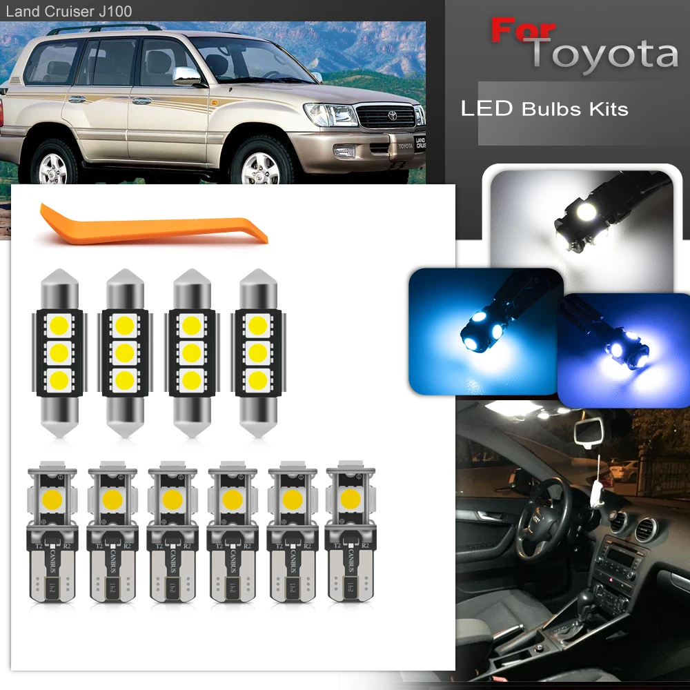 

Car Interior Light Replacement For Toyota Land Cruiser 100 Series J100 1998-2007 LED Map/Dome/Trunk/Door Courtesy/License Lamp