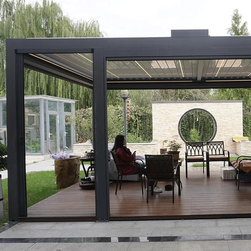 Modern Automatic Patio Gazebo Terrace Outdoor Bioclimatic Pergolas Para Exterior Opening Pergola Louvred Roof