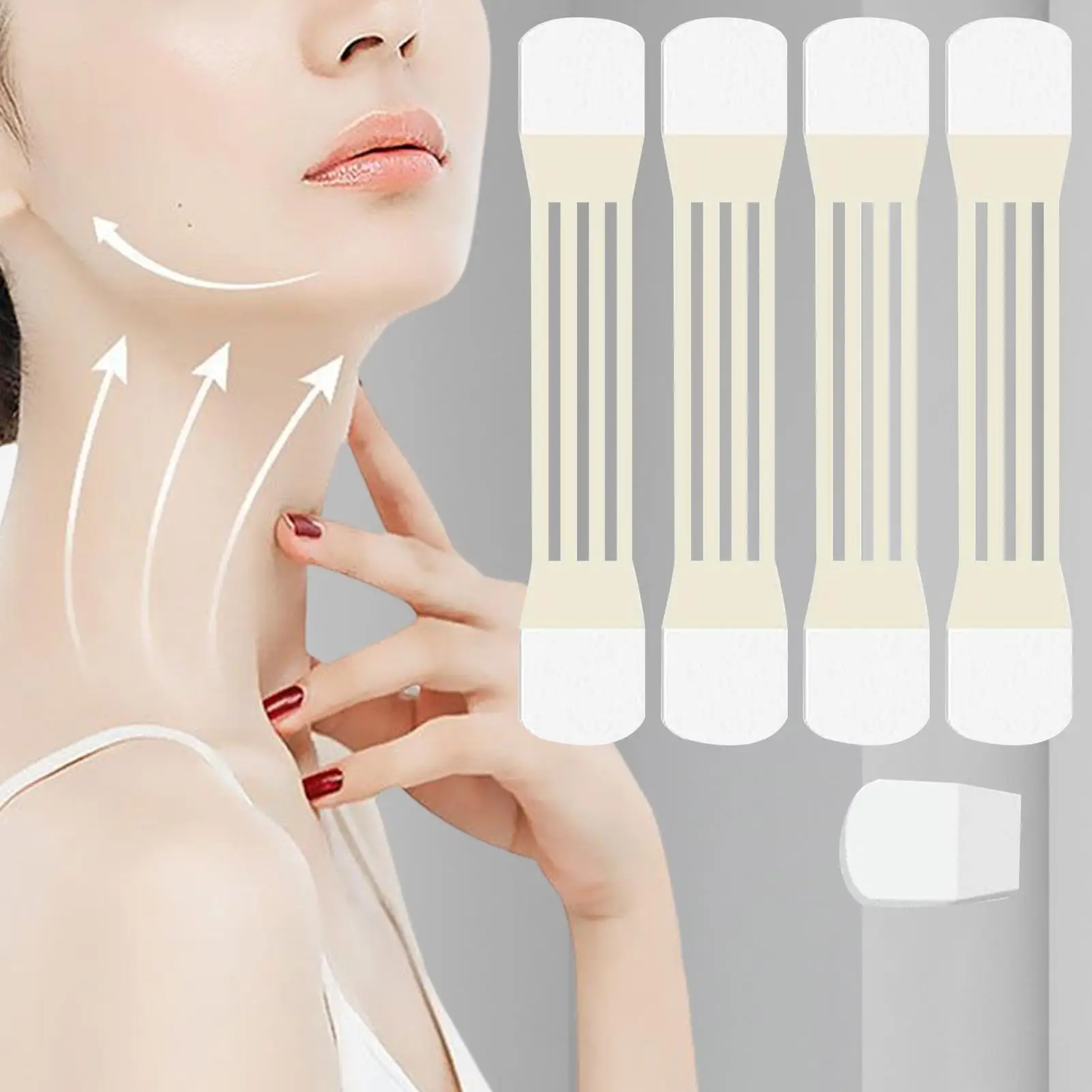 20pcs Fading Neck Wrinkle Patches with 4x Elastic Bands Neck Instant Lifting Firming Tape Pulling Loose Skin Improve Fine Lines