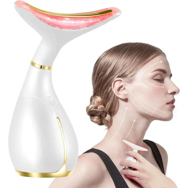 

Ms.W 3-in-1 Beauty Massager for Face and Neck, Vibrating Facial Massager with Heat, Vibration and Led. Electric Face Massager