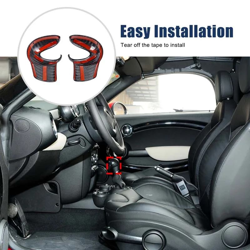 2 piece set Real carbon fiber For BMW MINI F54 F55 F56 F60 car center control gearbox head cover decorative sticker accessories