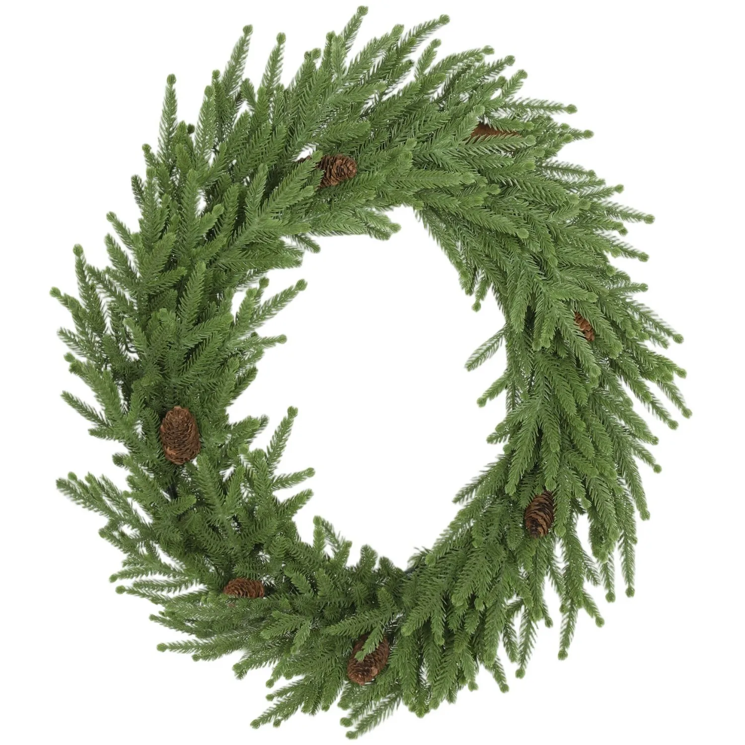 

HOMCOM 24 inch Christmas Wreath, Artificial Norfolk Pine Wreath with Pine Cones and 88 Realistic Branches for Door, Wall