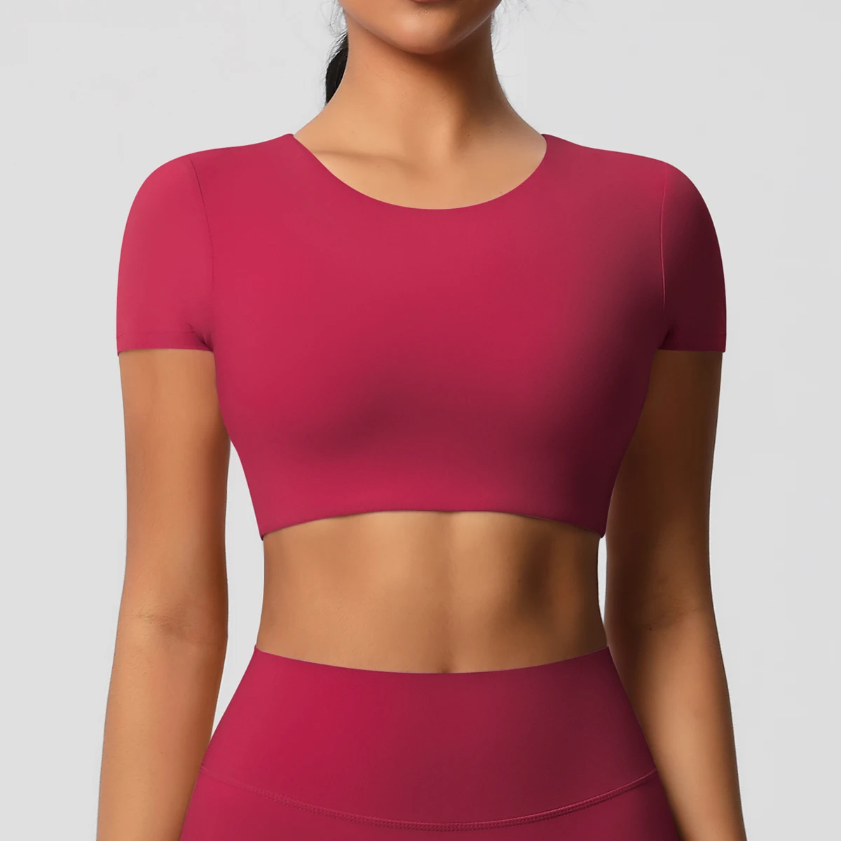 New Naked Feel Workout Top T-Shirt with Chest Pad Women Fitness Yoga Sports Top Sports Running Solid Color Gym Short Sleeve