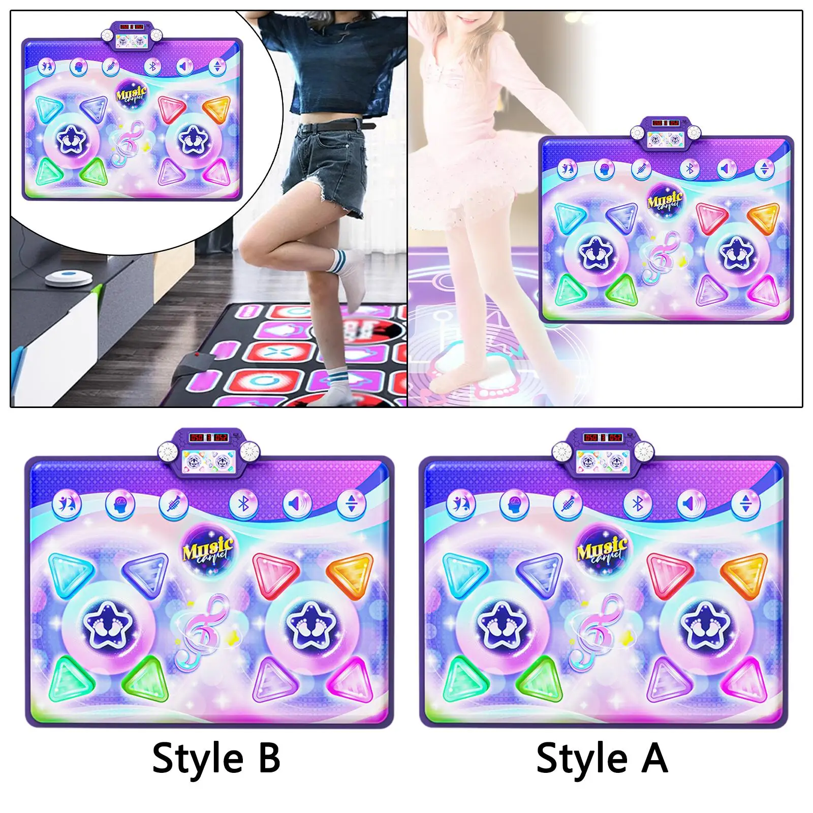 

Dance Mat for Kids Lightweight Gift Girls Boys Educational Toy Multifunctional with Light Foldable Dance Toy Challenge Game
