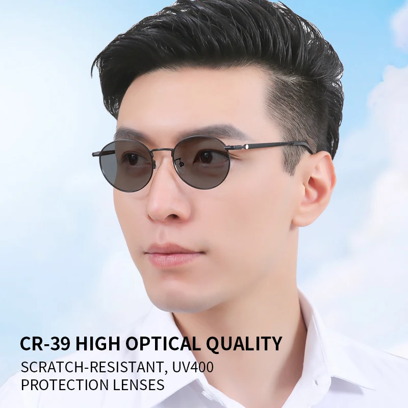 Photochromic Multifocal Progressive Reading Glasses for Men Women UV400 Sunglasses Round Frame Presbyopia Eyewear +1.0 to +4.0