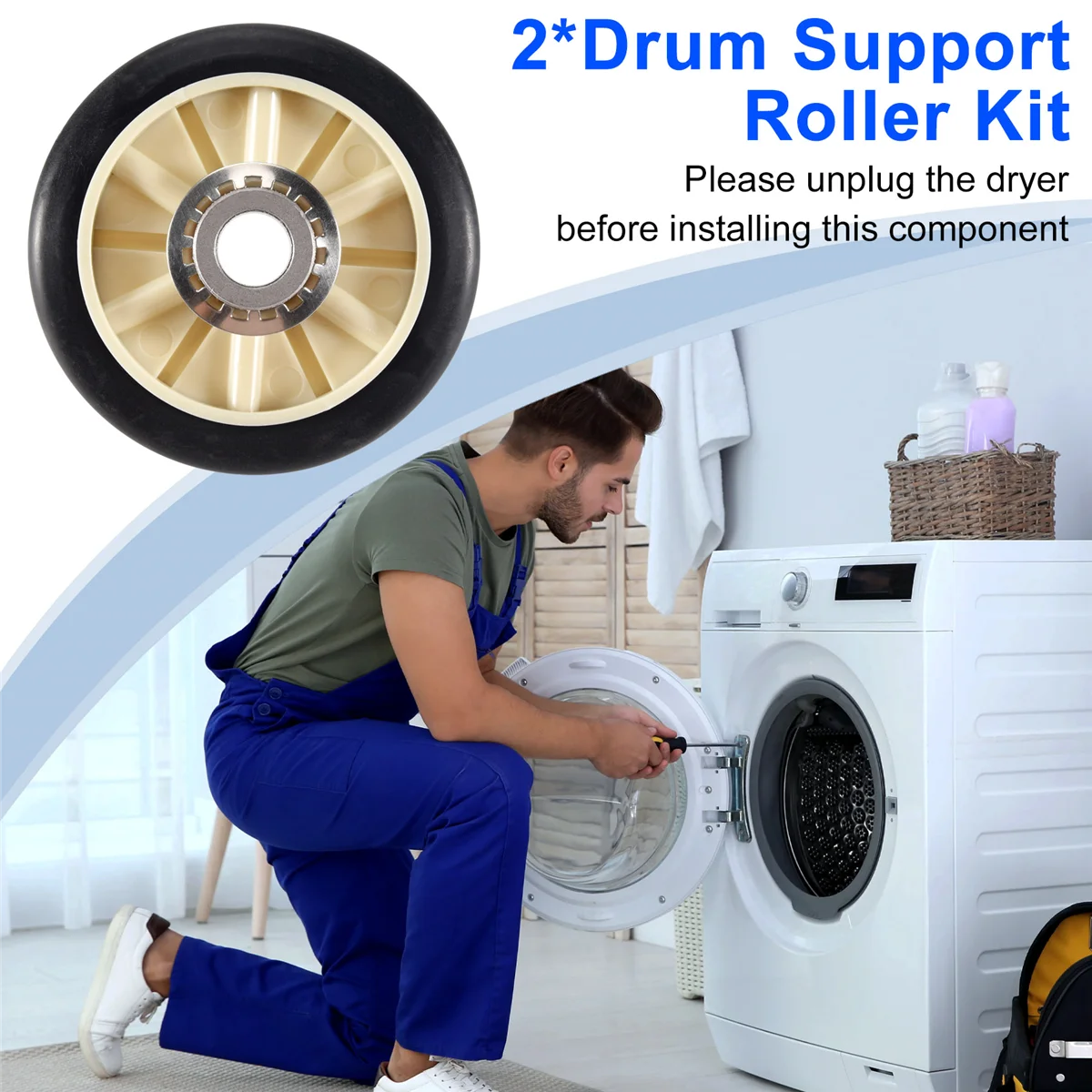 2PCS 349241T Dryer Drum Roller Kit for