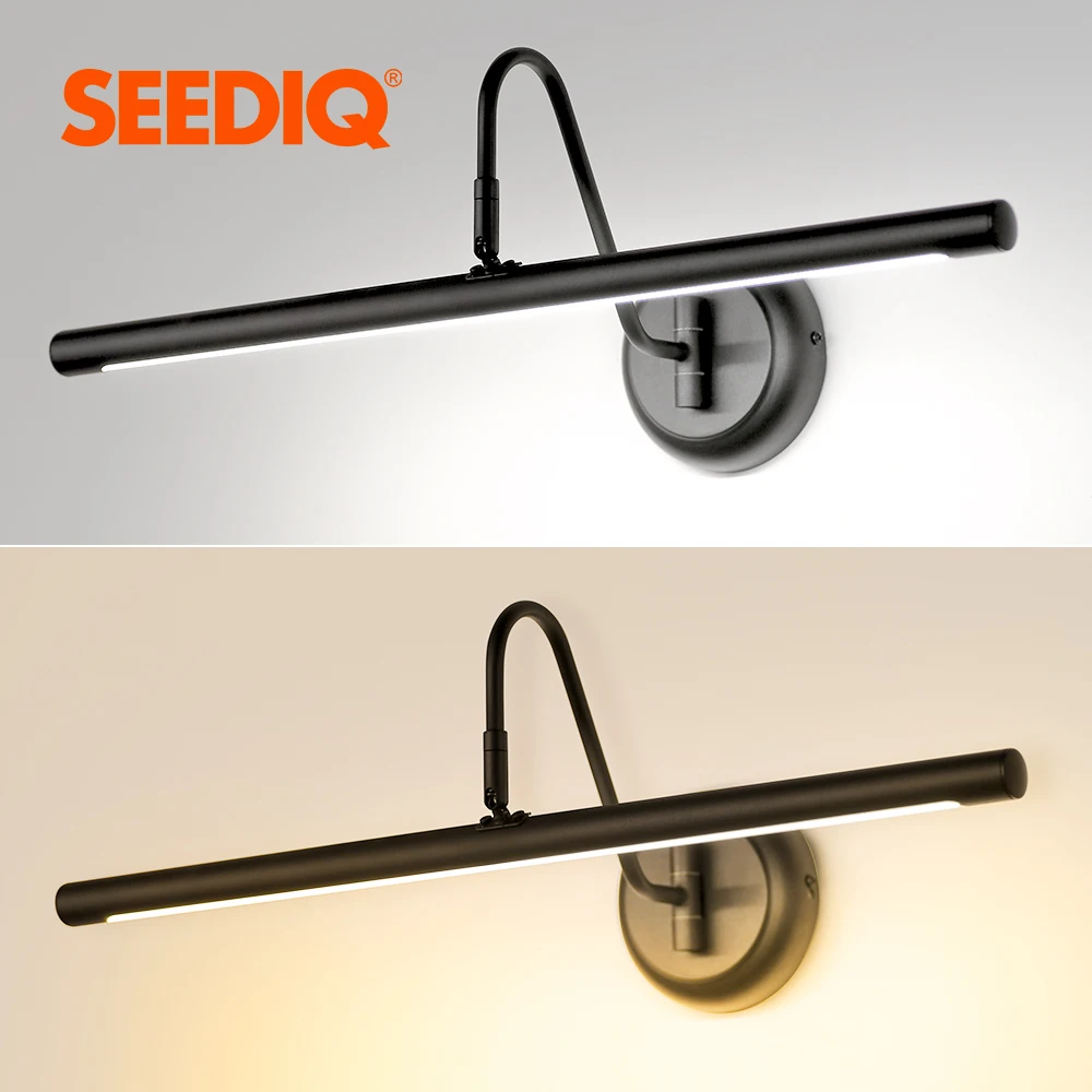 Seediq Modern Led Wall Light Wall Mounted Black Bathroom Mirror Light AC85-265V Indoor Wall Lamps 16 22W Long Picture Light
