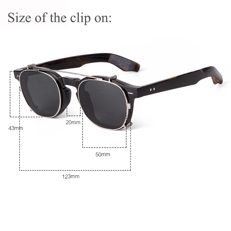 Vintage Niet Steampunk Clip auf Sonnenbrille Frauen Männer Klassische Quadratische Abnehmbare Flip Polarisierte Linse Sonnenbrille Gafas De Sol UV400 – Detail 4