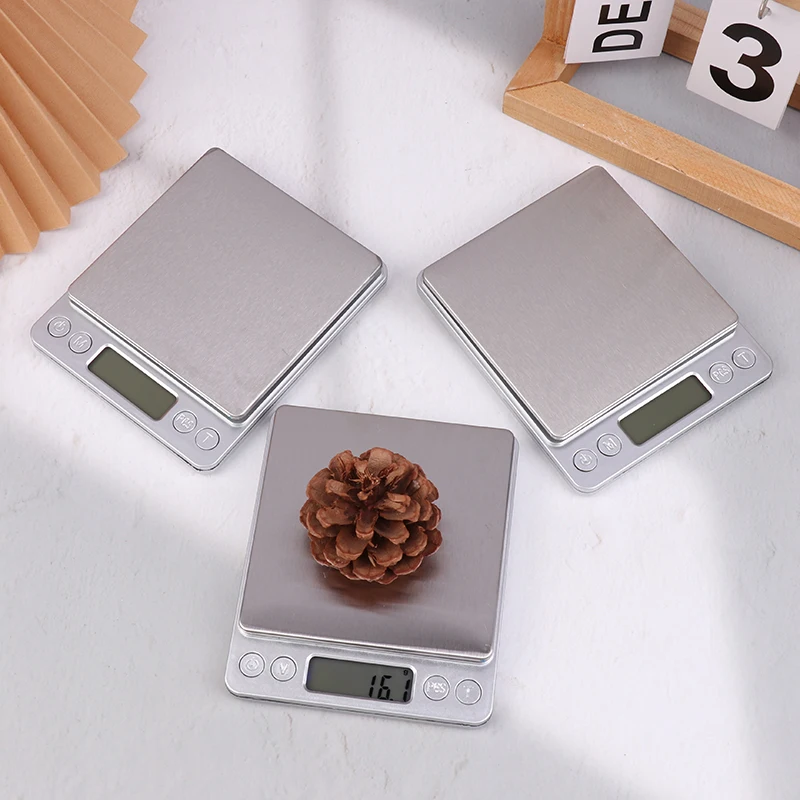 Digital Kitchen Scale LCD Display Mini Pocket Stainless Steel Jewelry Electronic Balance Weight Gold Gram 0.1-1000/2000/3000g