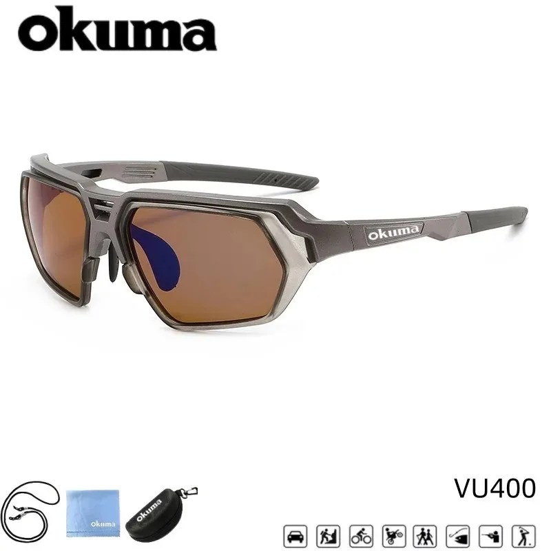 OKUMA Nouvelles lunettes de pêche d'extérieur polarisantes UV400 pour la détection des poissons, adaptées au cyclisme, à la randonnée et à l'alpinisme.