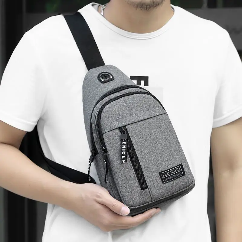 Business Chest Crossbody Bag for Men Storage Male Shoulder Handbag Bag Travel Waist Men's Chest Canvas Storage Sling Bag Purse