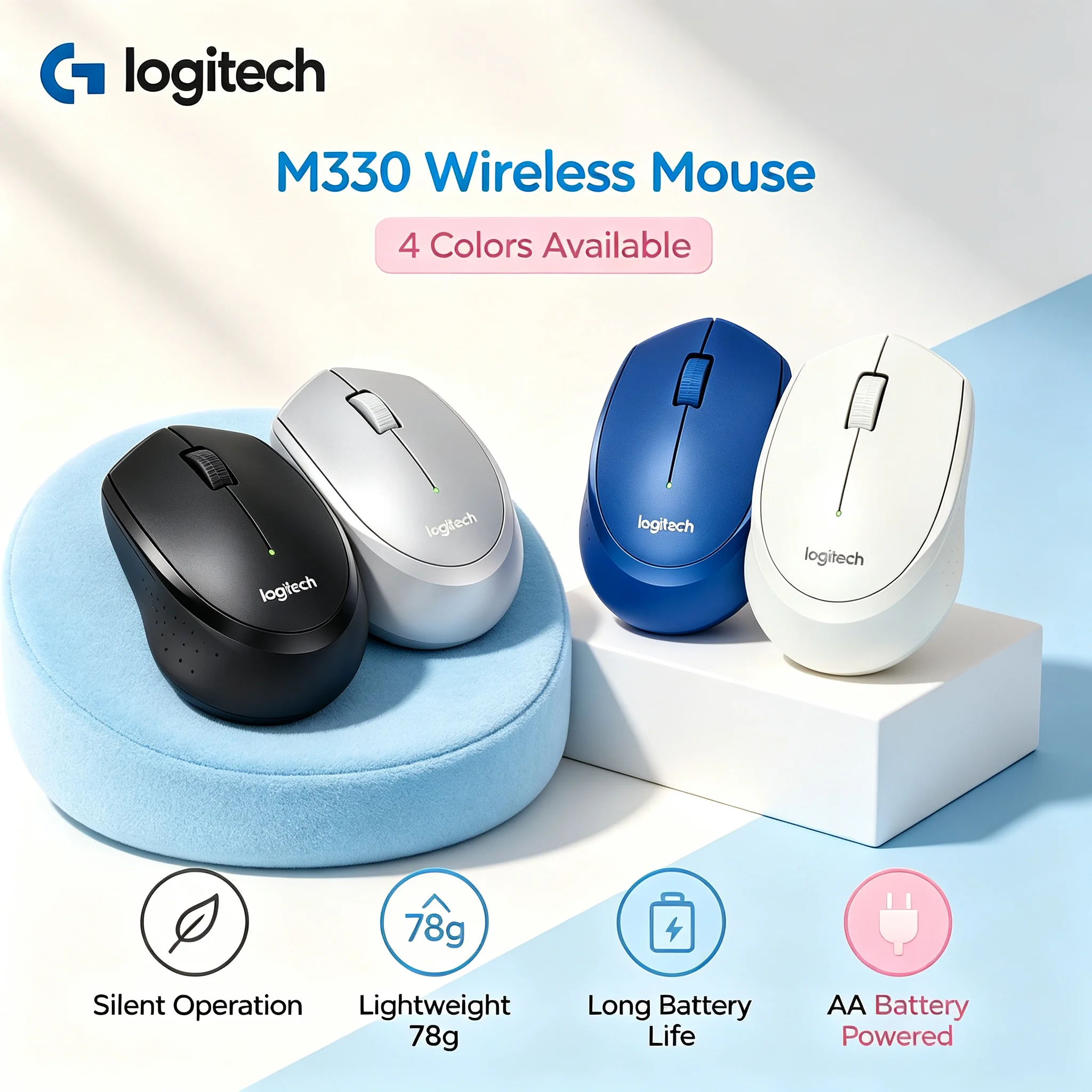 Genuine Logitech M330 Silent Wireless Mouse Plug And Play Easy Installation Mice For Notebook Computer