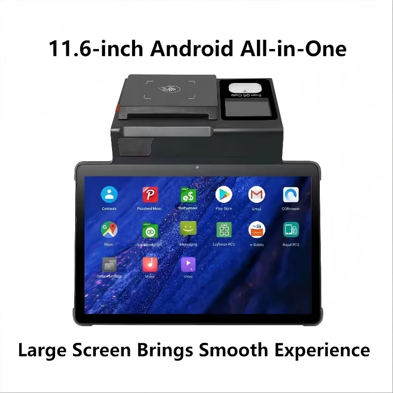 11 inch Android 14 POS with 80mm Printer Loyverse Desktop POS 4G WIFI BT Connection 2D Scanner Shopify Retails Cash Register