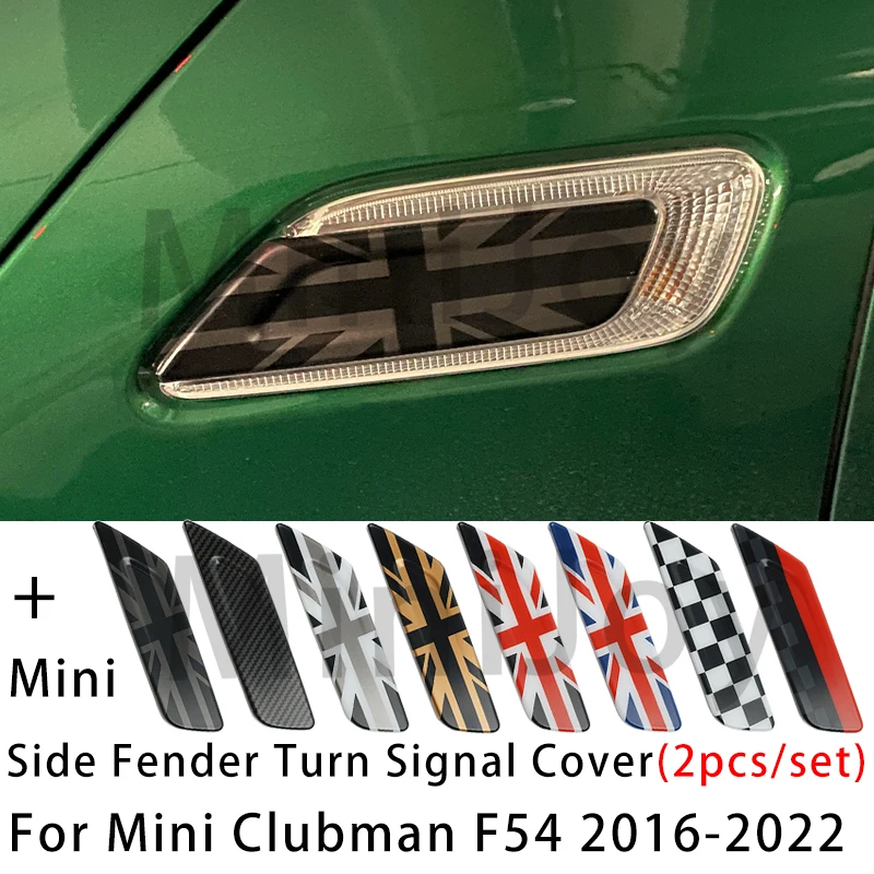 2Pcs/Set For MINI Cooper Clubman F54 2016-2022 The Black Flag Car Fender Turn Signal Exterior Light Covers Sticker Accessoies