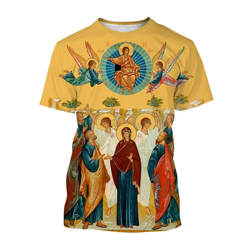 Jesus Love Everyone Christian 3D Printing T-shirt Personality Virgin Mary God Bless You Tees Casual Short-sleeved Unisex T Shirt