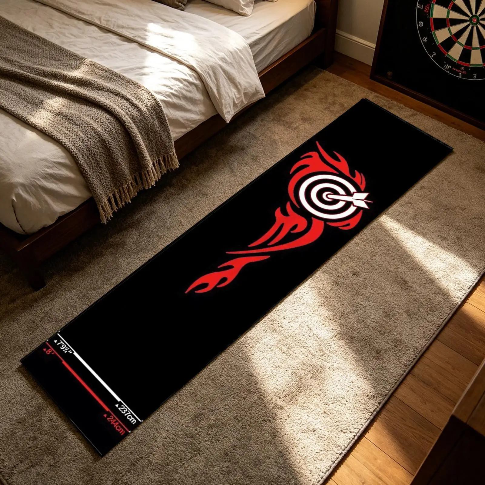 

Dart Board Mat Portable Non-Slip Crystal Velvet With Throw Line Dart Oche Mat For Recreation Center Sports Club Office Break