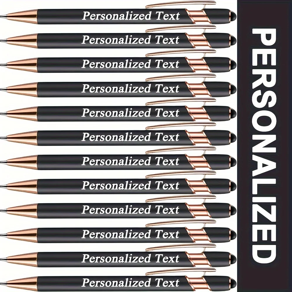 

Набор из 12 персонализированных металлических шариковых ручек с гравировкой и стилусом для сенсорных экранов – плавное письмо, средний наконечник